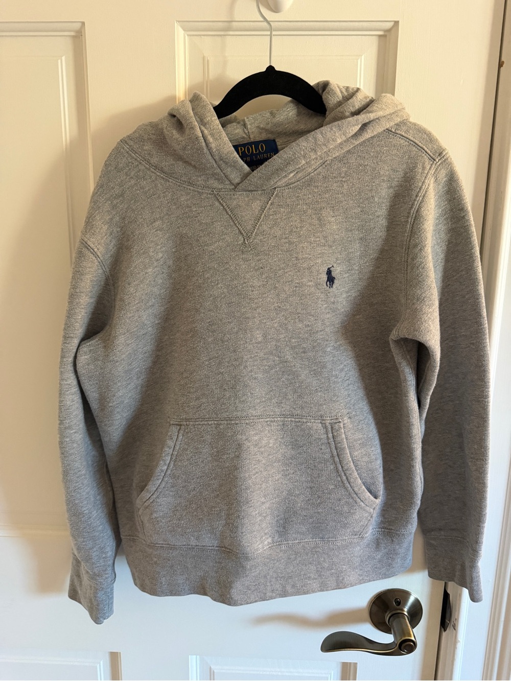 Polo Ralph Lauren Boys Gray Pullover Hoodie Medium 10-12 Classic Pony